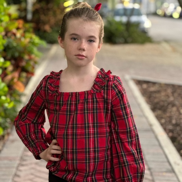 J. Crew Red Plaid Shirt for Girl Christmas Theme - Picture 2 of 8